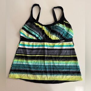 ZeroXposur Ladies Striped Tankini Top with Black Straps
